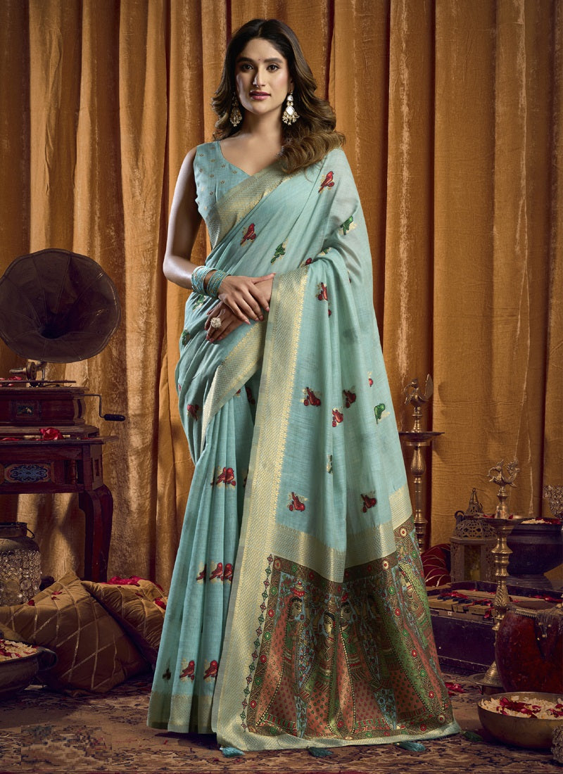 Khadi Cotton Saree with Elegant Jhallar Border Saree