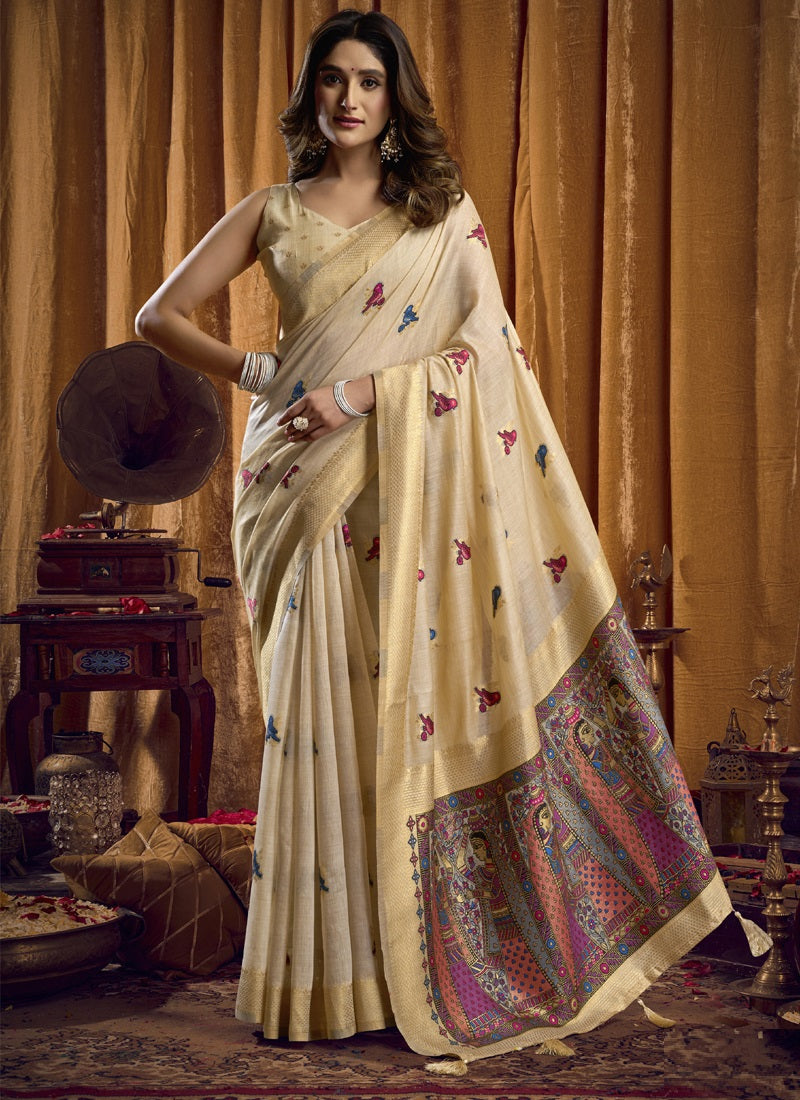 Khadi Cotton Saree with Elegant Jhallar Border Saree