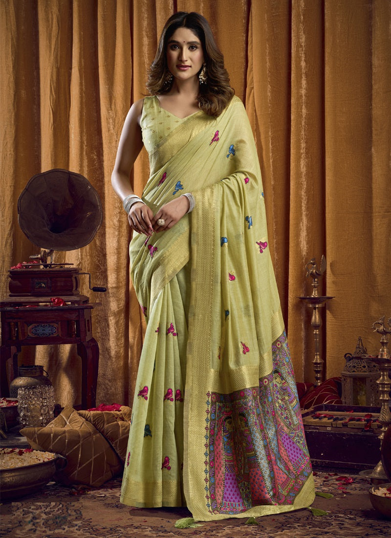 Khadi Cotton Saree with Elegant Jhallar Border Saree