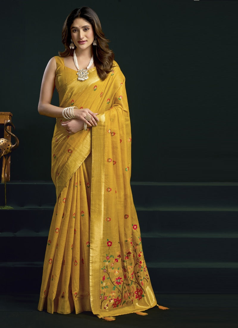 Munga Cotton Mina Work Party Wear Sarees