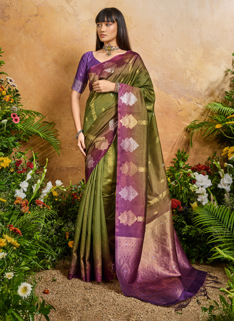Party Wear Handloom Paper Silk Traditional Saree