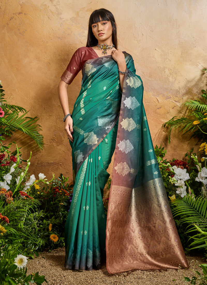 Party Wear Handloom Paper Silk Traditional Saree