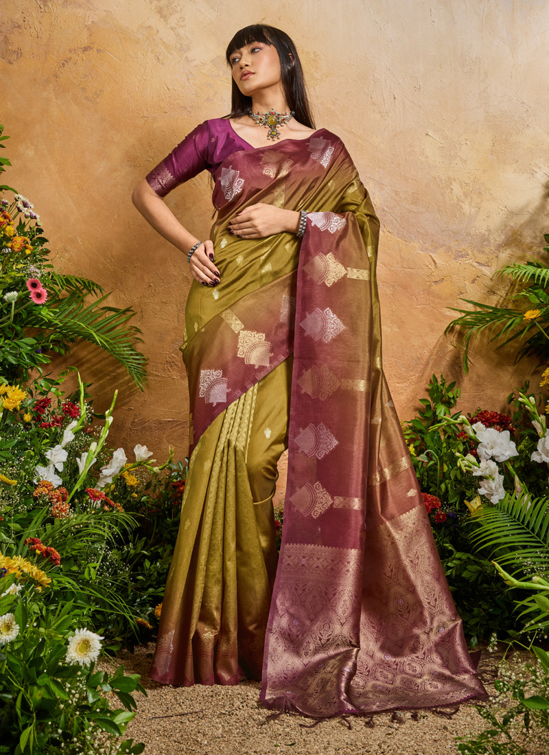 Party Wear Handloom Paper Silk Traditional Saree