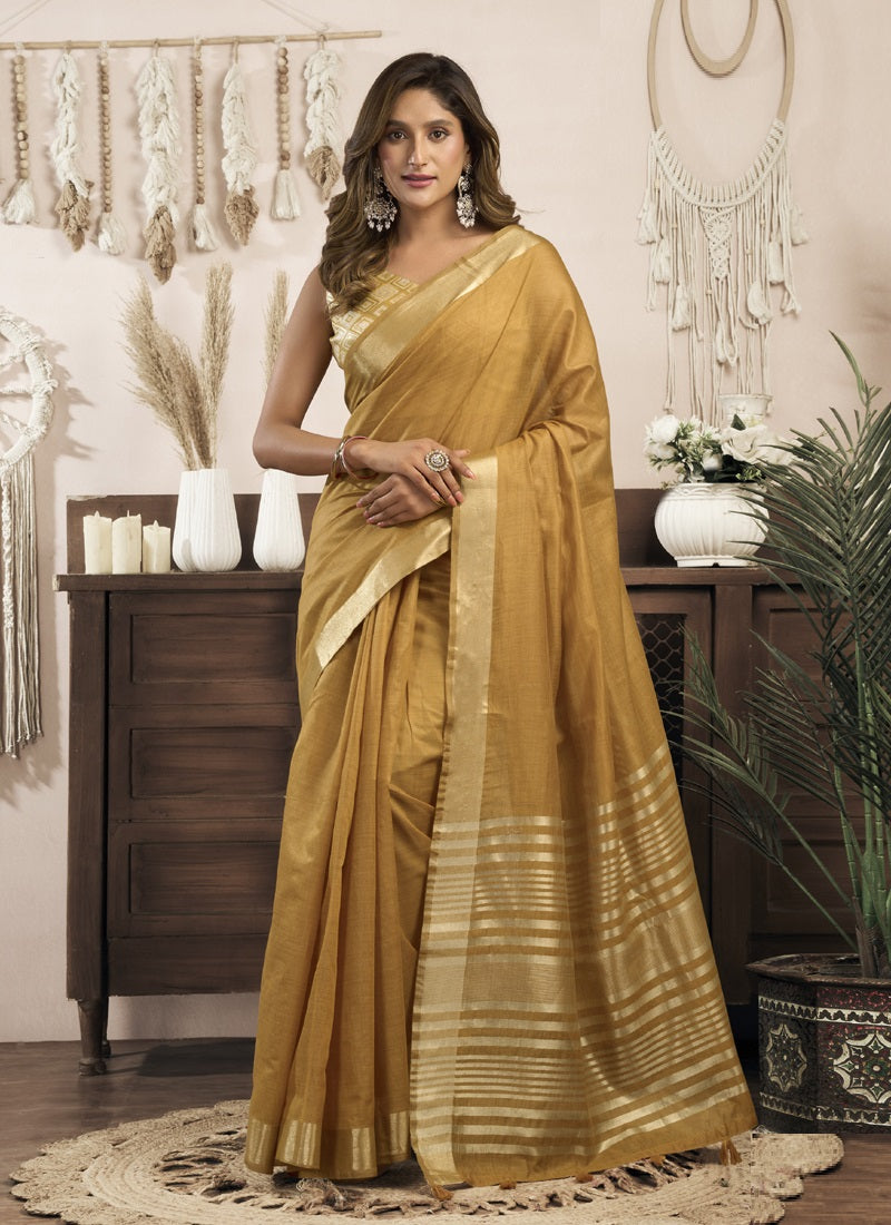 Khadi Cotton Saree with Elegant Jhallar Border Saree