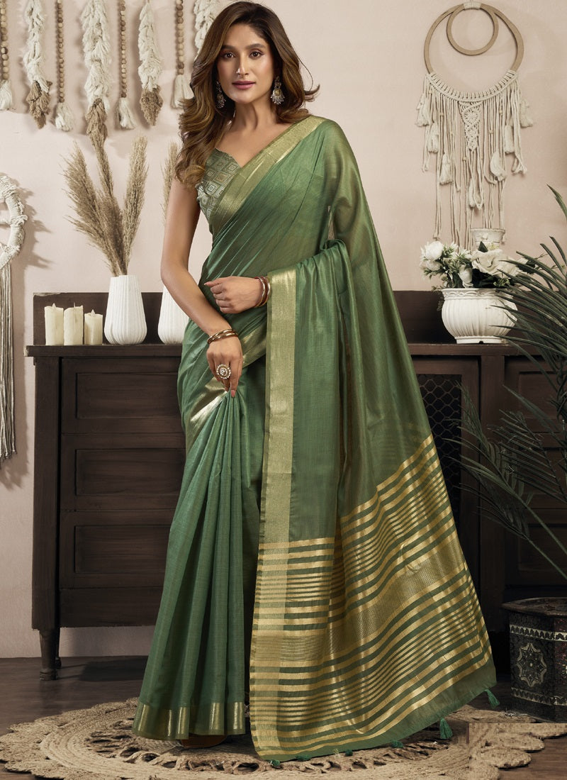 Khadi Cotton Saree with Elegant Jhallar Border Saree