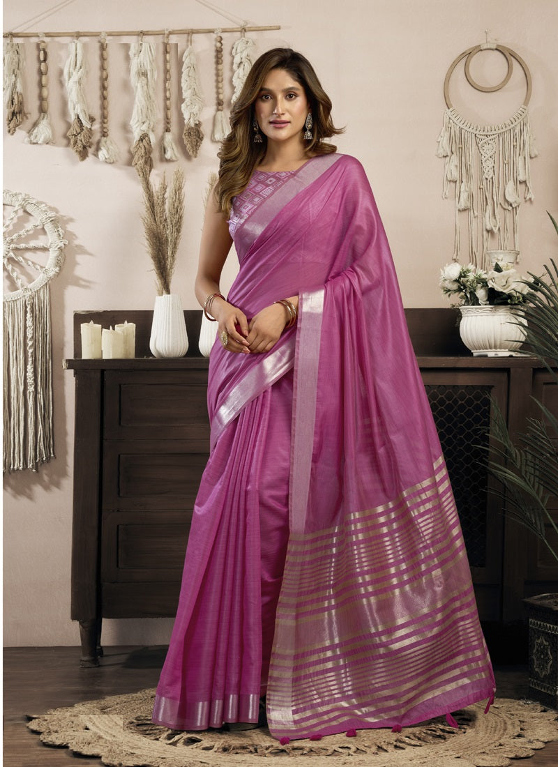 Khadi Cotton Saree with Elegant Jhallar Border Saree