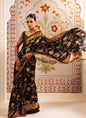 Black Original Japan Devsena satin Saree Japan Satin Digital Print Blouse