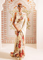 Cream Original Japan Devsena satin Saree Japan Satin Digital Print Blouse