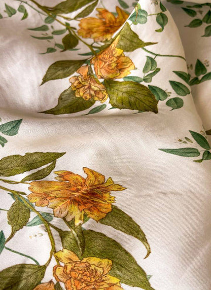 White Original Japan Devsena satin Saree Japan Satin Digital Print Blouse