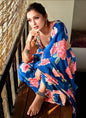 Blue Original Japan Devsena satin Saree Japan Satin Digital Print Blouse