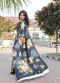 Black Original Japan Devsena satin Saree Japan Satin Digital Print Blouse
