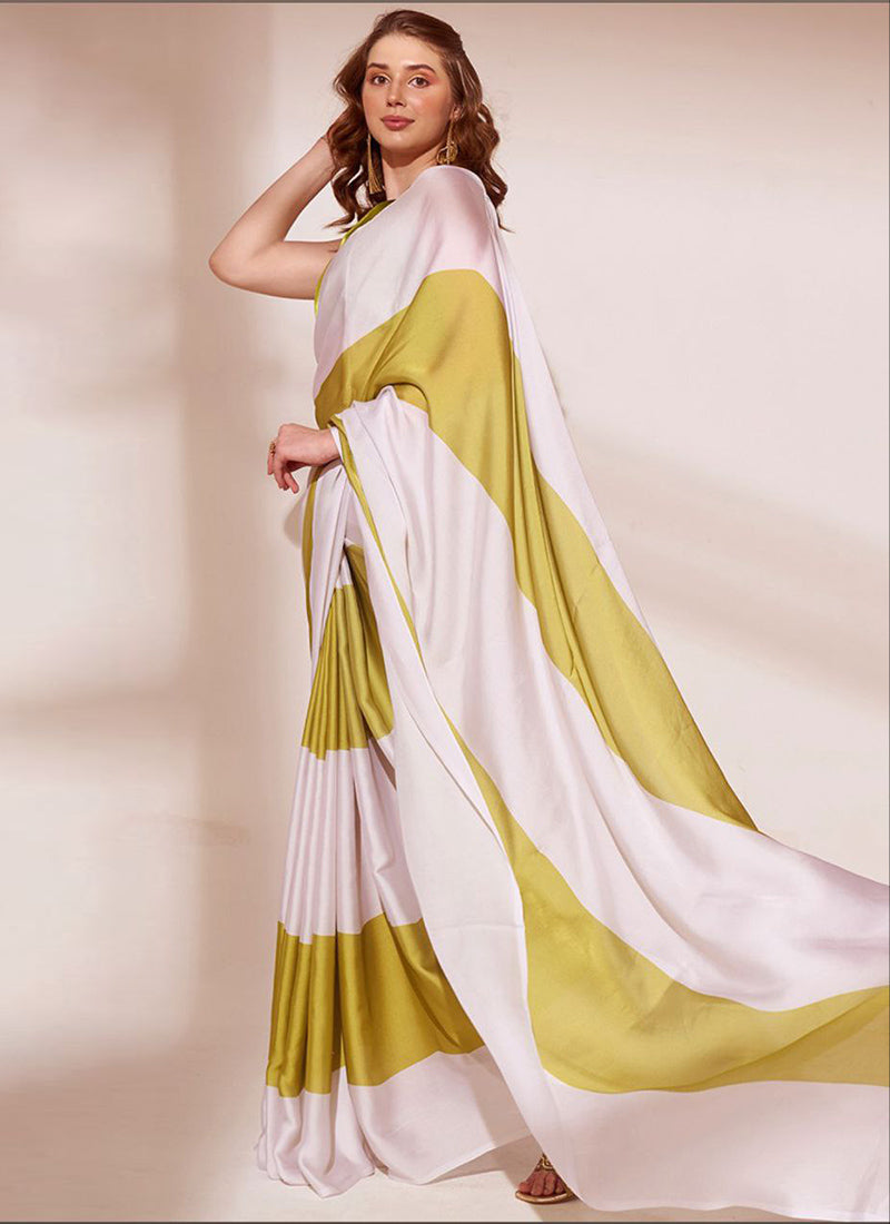 Multicolor Original Japan Devsena satin Saree Japan Satin Digital Print Blouse