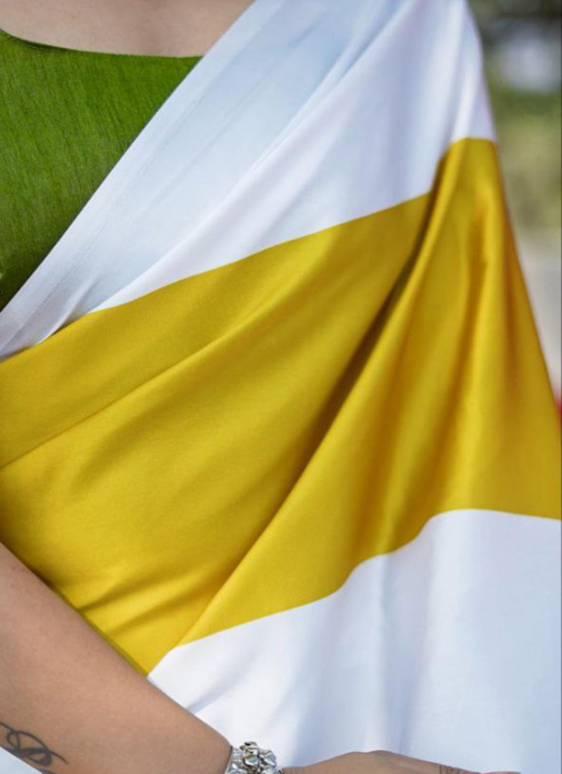 Multicolor Original Japan Devsena satin Saree Japan Satin Digital Print Blouse