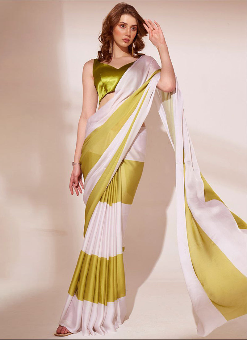 Multicolor Original Japan Devsena satin Saree Japan Satin Digital Print Blouse