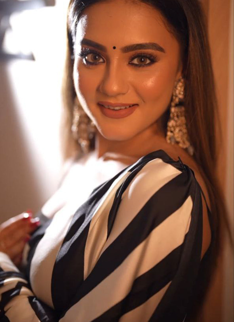 Multicolor Original Japan Devsena satin Saree Japan Satin Digital Print Blouse