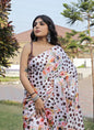White Original Japan Devsena satin Saree Japan Satin Digital Print Blouse