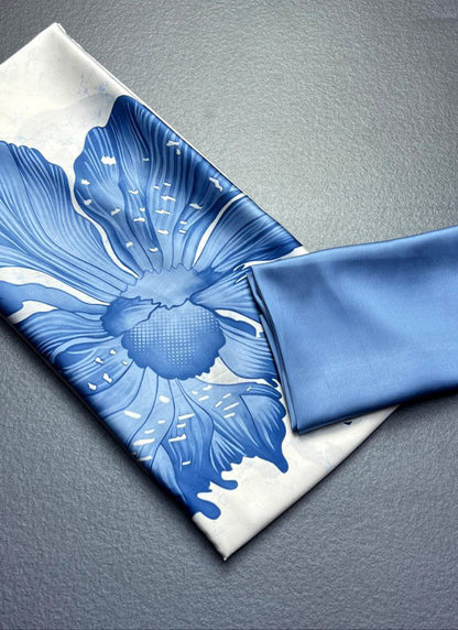 White Original Japan Devsena satin Saree Japan Satin Digital Print Blouse