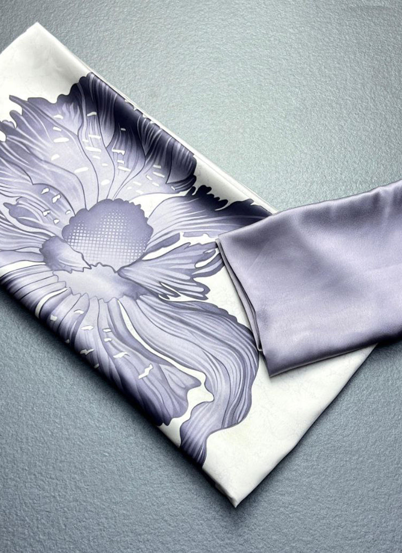 White Original Japan Devsena satin Saree Japan Satin Digital Print Blouse