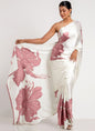 White Original Japan Devsena satin Saree Japan Satin Digital Print Blouse