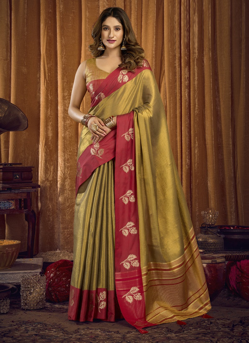 Soft tissue Contrast Border With Jhallar Saree-Sumathi