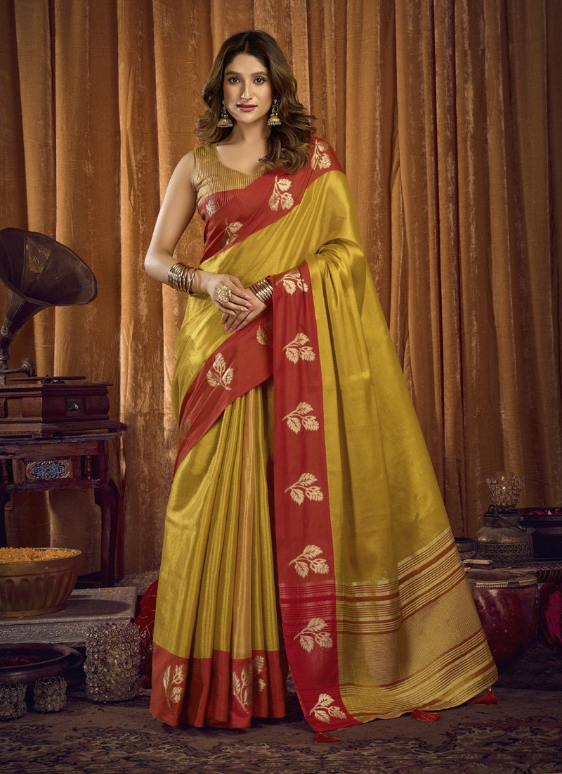 Soft tissue Contrast Border With Jhallar Saree-Sumathi