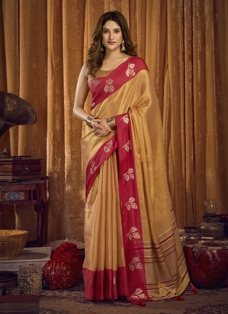 Soft tissue Contrast Border With Jhallar Saree-Sumathi