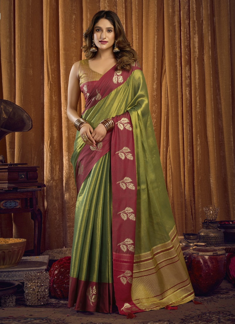 Soft tissue Contrast Border With Jhallar Saree-Sumathi