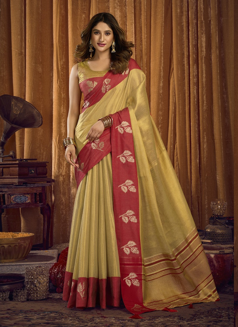 Soft tissue Contrast Border With Jhallar Saree-Sumathi