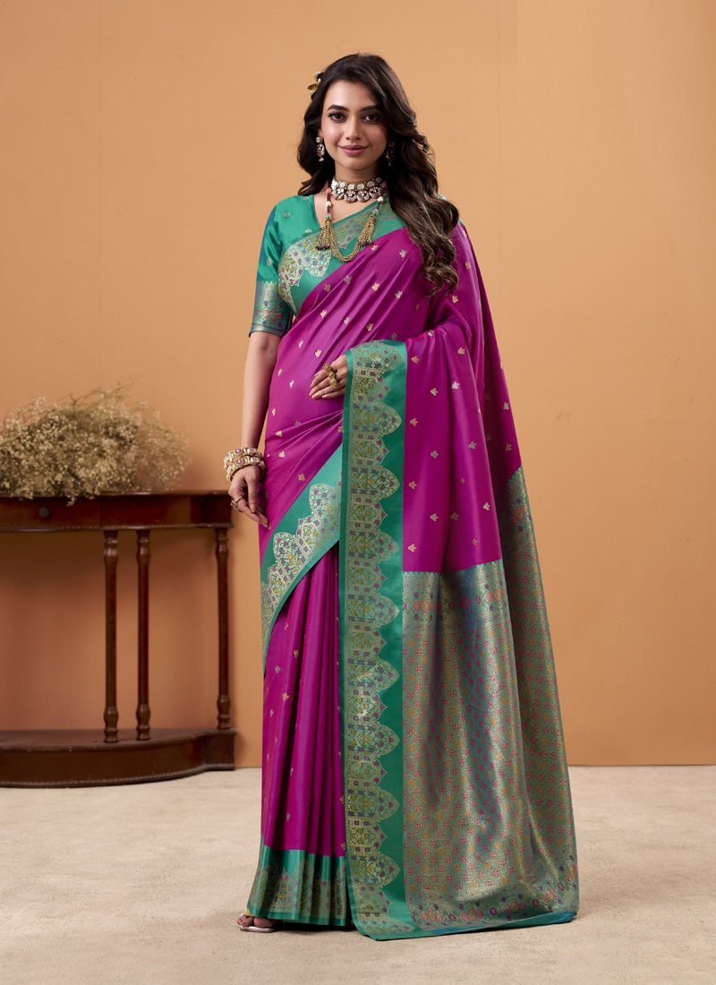Soft Satin Silk Saree with Rich Woven Border Festive & Wedding Wear