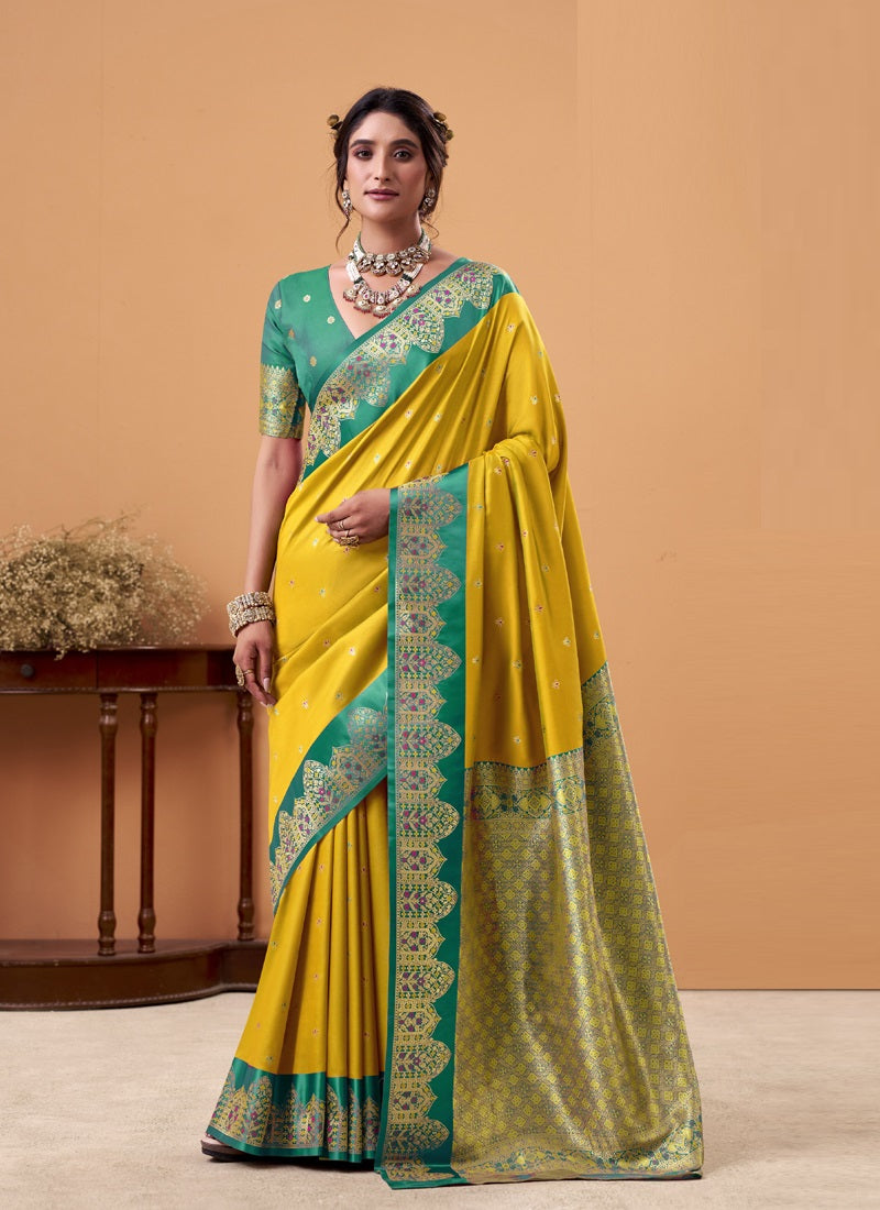 Soft Satin Silk Saree with Rich Woven Border Festive & Wedding Wear