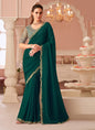 Dark Green Georgette Heavy Designer Blouse Party Wear Saree