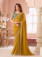 Mustard Georgette Heavy Designer Blouse Party Wear Saree