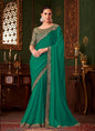 Green Sparkle Shaded Chiffon With Banglori Silk Blouse Designer Saree