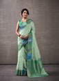 Green & Turquoise Cotton Rainbow Weaving Casual Wear Saree